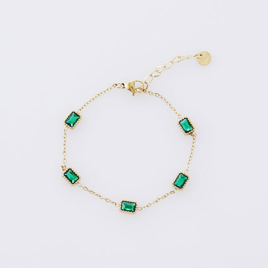 Emerald Green Fine Chain Bracelet