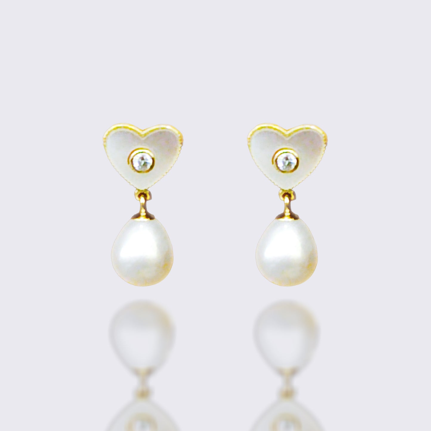 Heart Shape Shell Freshwater Pearl Drop Earrings