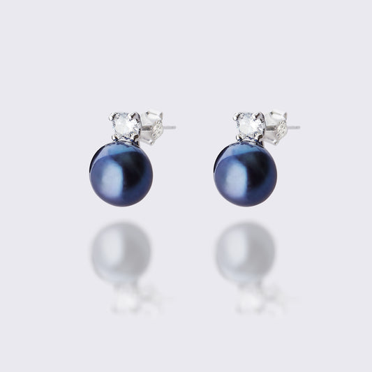 Freshwater Button Black Pearl Stud Earrings