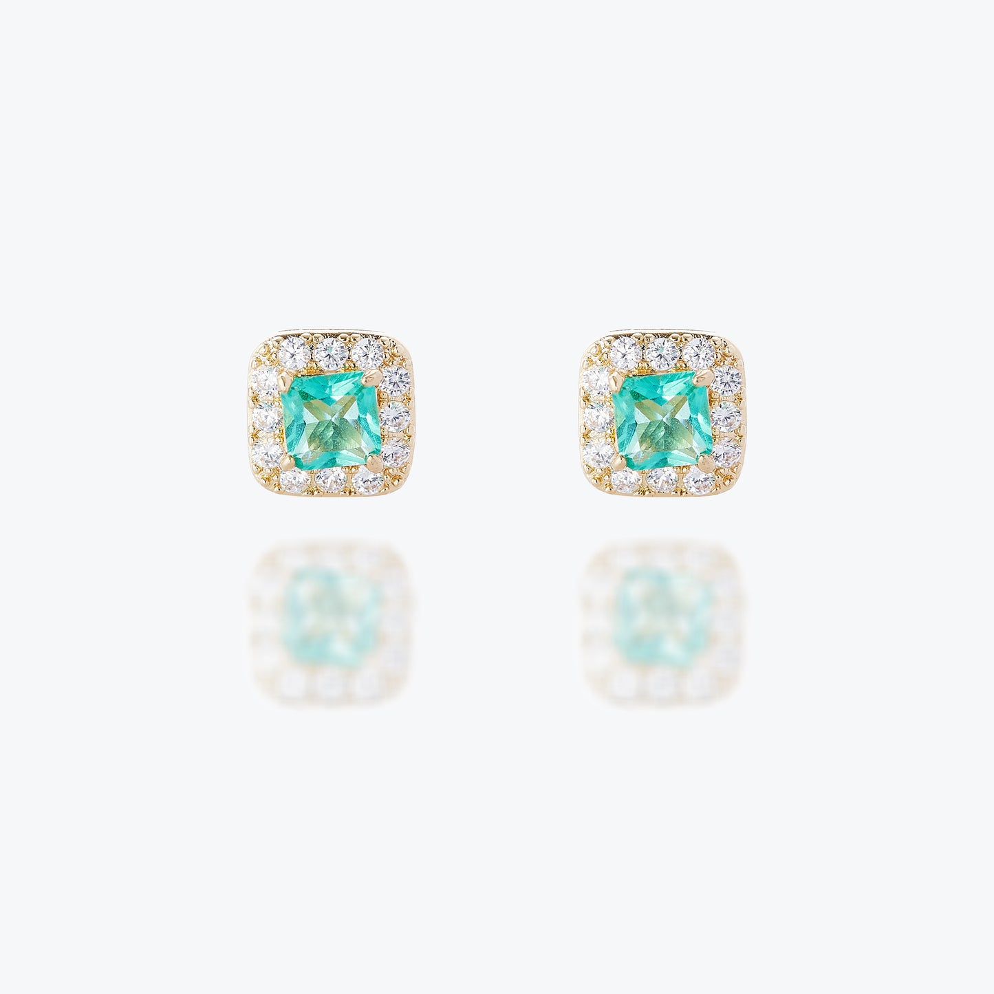 Green Lake Square 18K Gold plated Stud Earrings