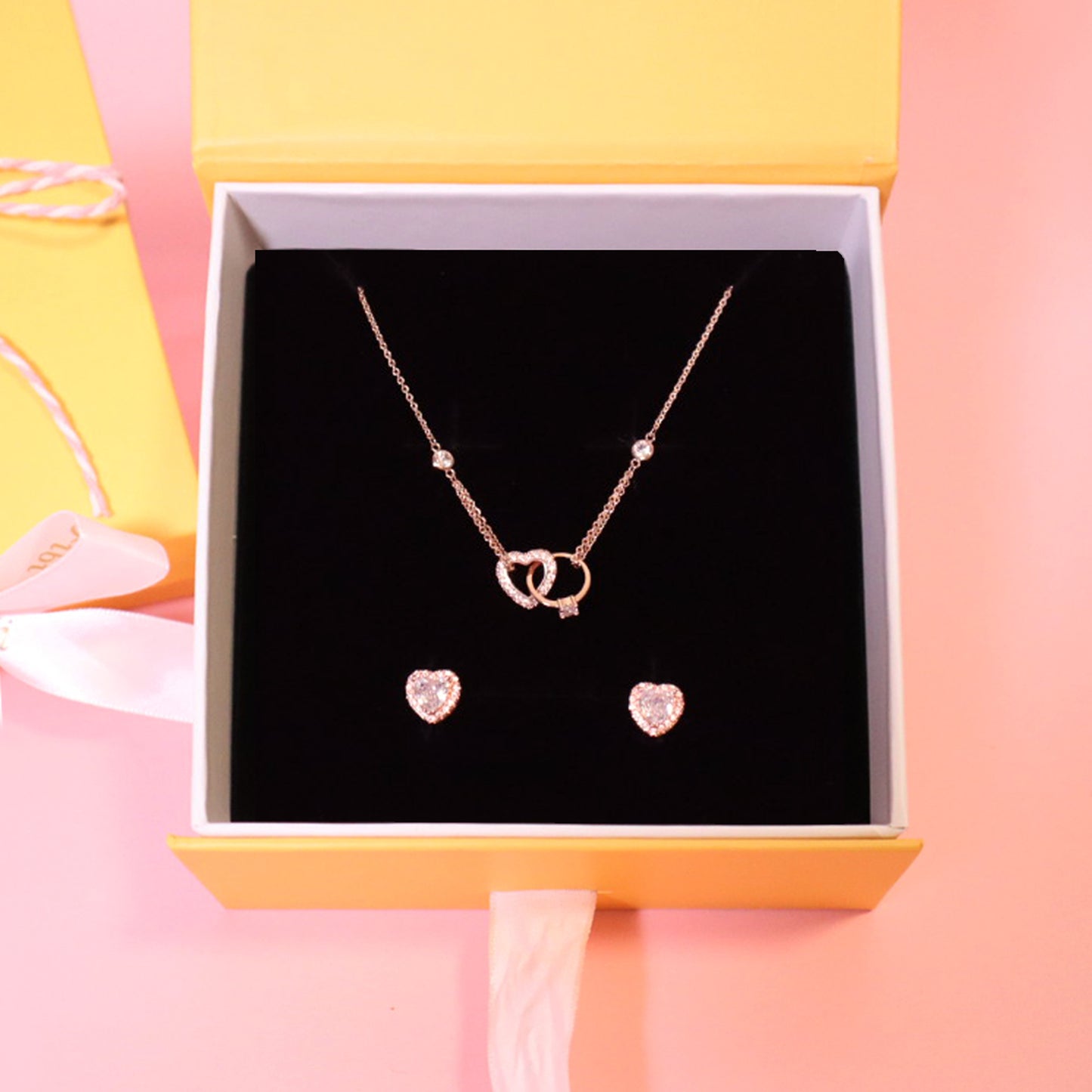 AAA Heart Shape Zircon Earrings and Timeless Love Heart Necklace Set